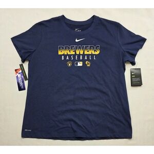 Nike Dri-Fit Men's Milwaukee Brewers Navy Blue T-Shirt. New With Tags. Size XL